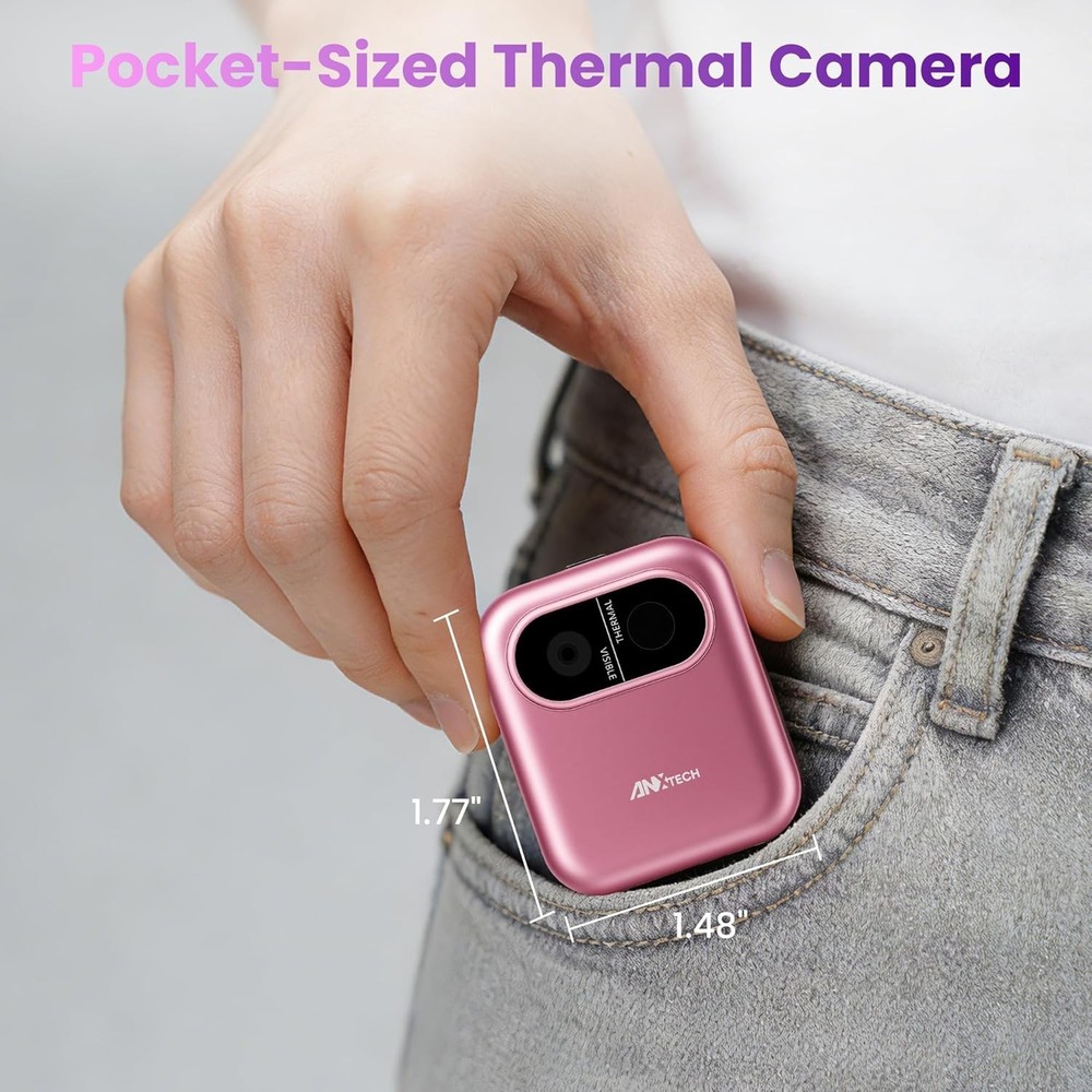 ANXTECH Mini Thermal Imaging Camera Pink for Beginner IR Resolution 80*60