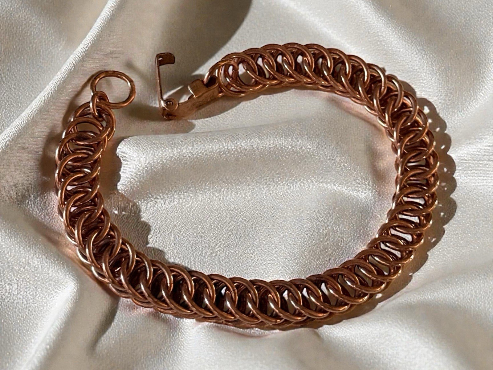 Solid Copper Bracelet • Persian 4-1 Chainmail • Handcrafted • Variety of Sizes