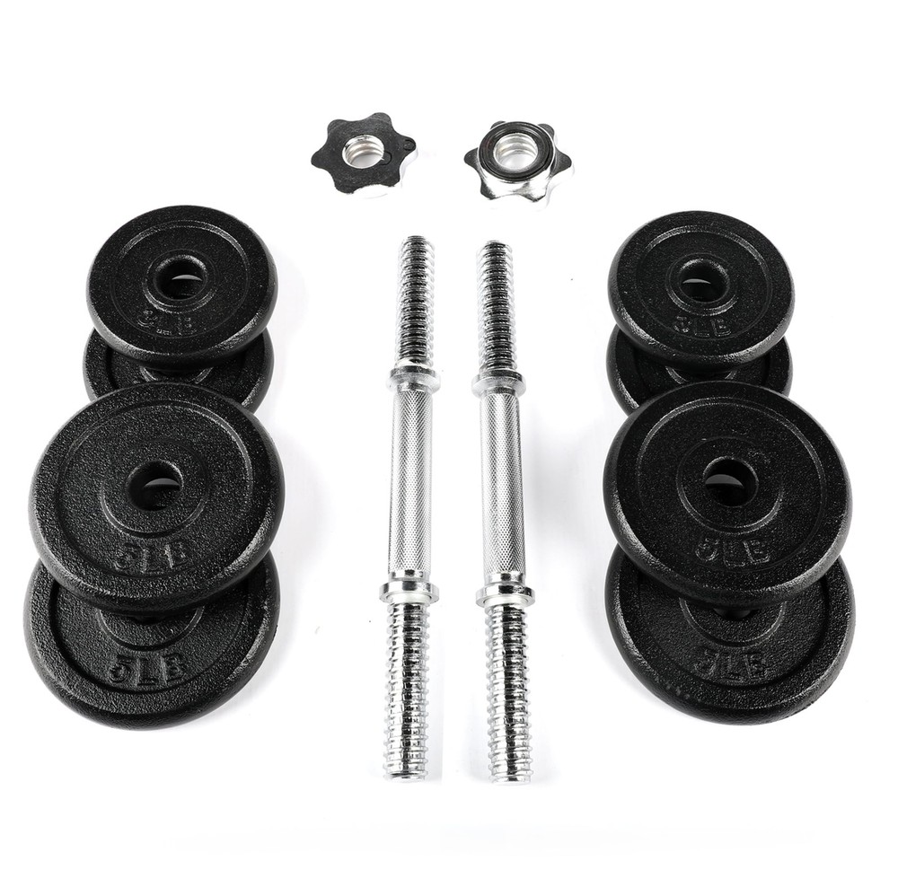 40lb Adjustable Dumbbell Set, Chrome & Black