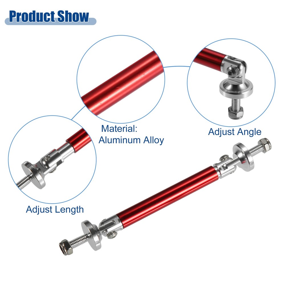 TWO 3"-4" Universal Front Bumper Lip Splitter Diffuser Strut Rod Universal Red