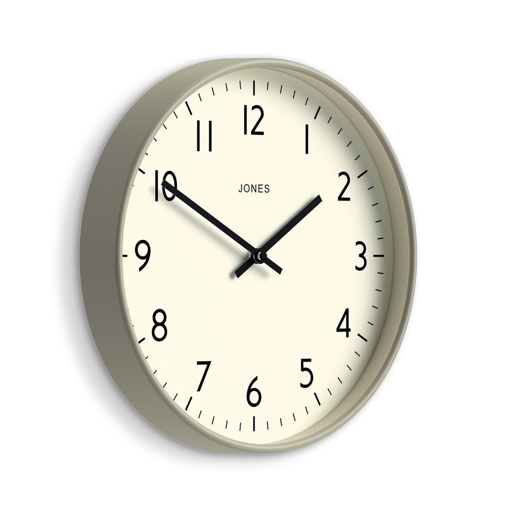 JONES CLOCKS® Studio Clock | Modern Round wall Clock | 12 inch | Gray | Eas