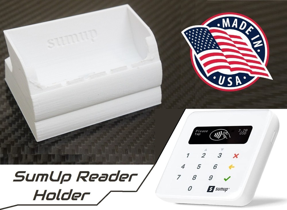 Angled Stand for SumUp Air card reader/terminal w/ charge cable cutout Plus
