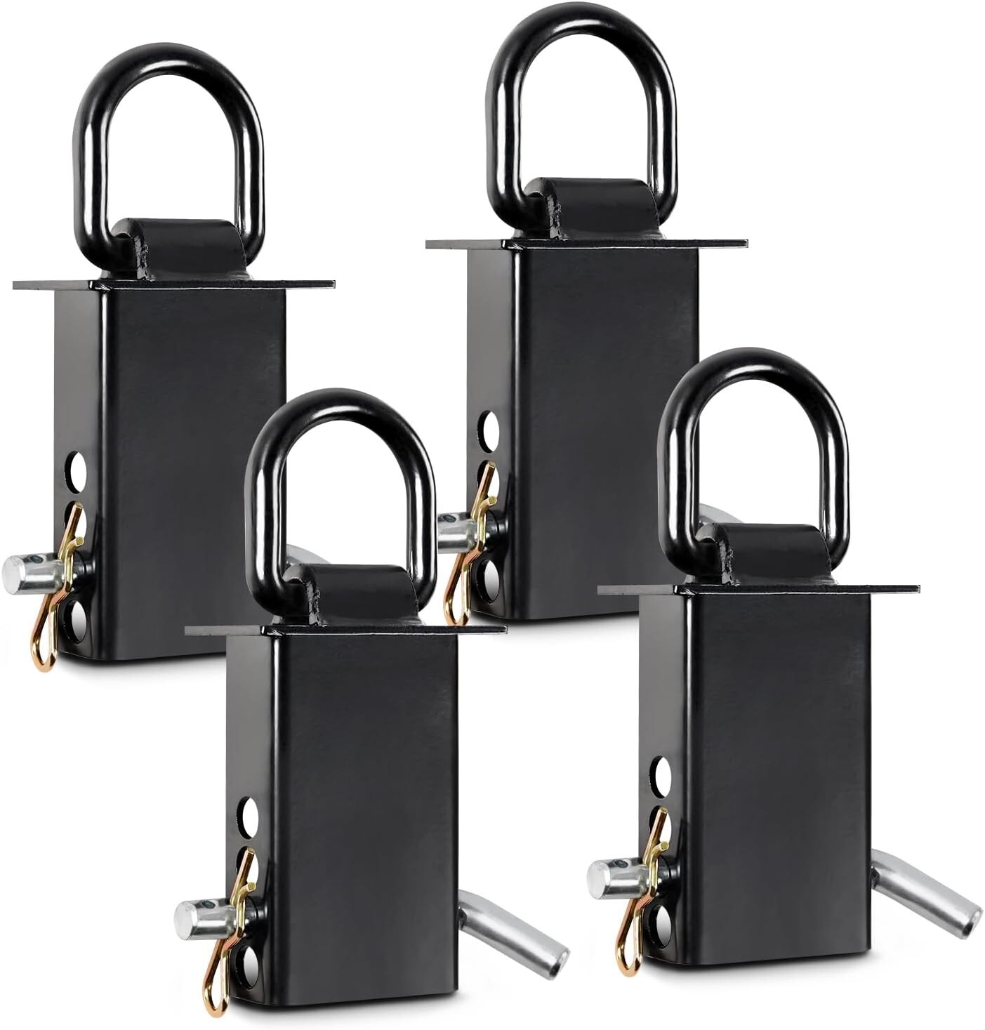 4 Pack Stake Pocket D Ring Heavy Duty Adjustable Trailer Stake Pocket,Black