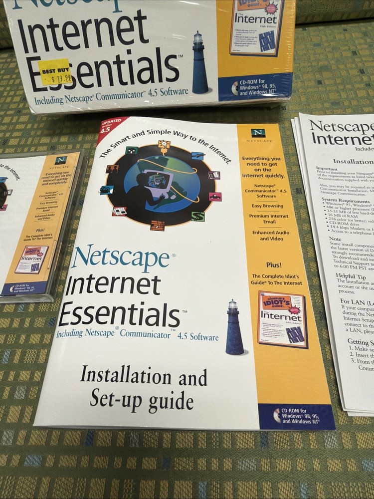 Netscape Internet Essentials Netscape Communicator 4.5 Software Broderbund 1998