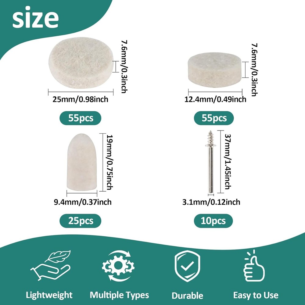 Sukh 145PCS Wool Felt Polishing Pad - Buffing Bits...