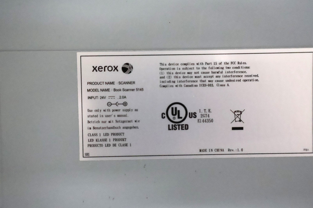 Xerox Book Scanner 5145 Scanner Large Format Flatbed Black "No Adapter"