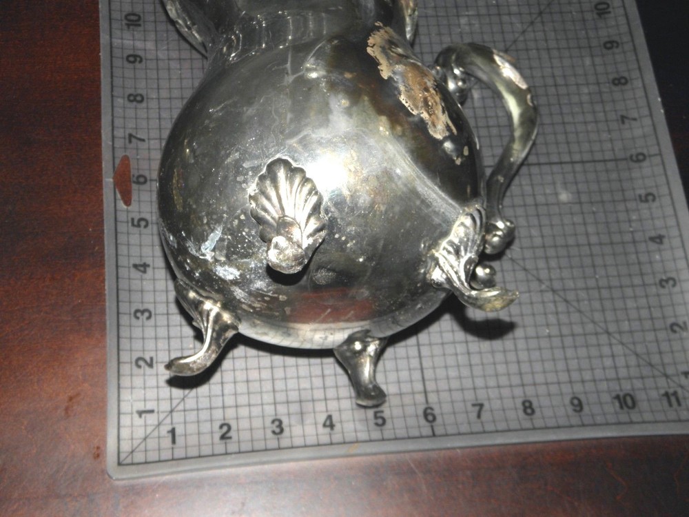 F.B. ROGERS GEORGETOWN PATTERN FOOTED WATER PITCHER SILVERPLATE over COPPER