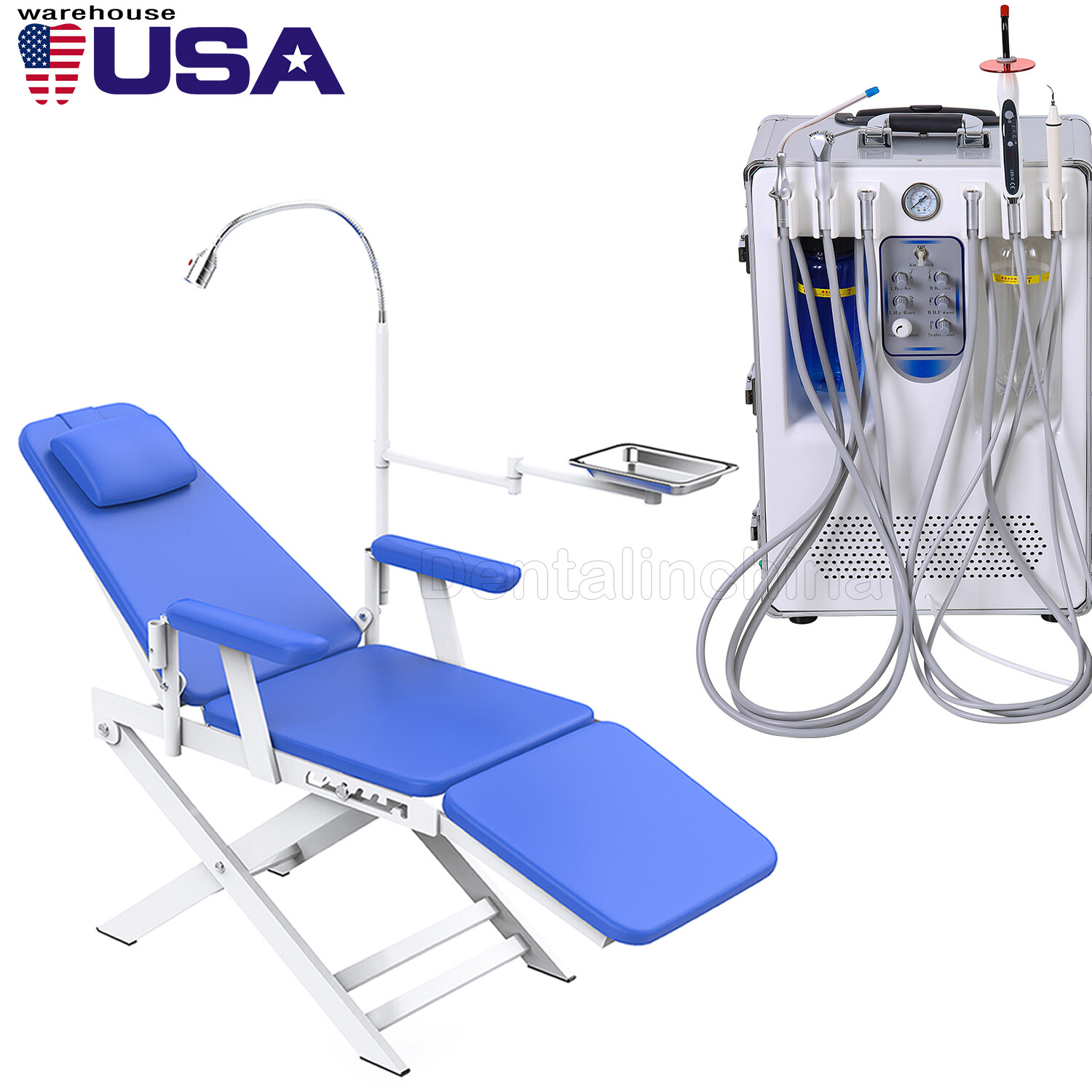 Portable Dental Delivery Unit Treatment Syringe Suction Turbine /Folding Chair