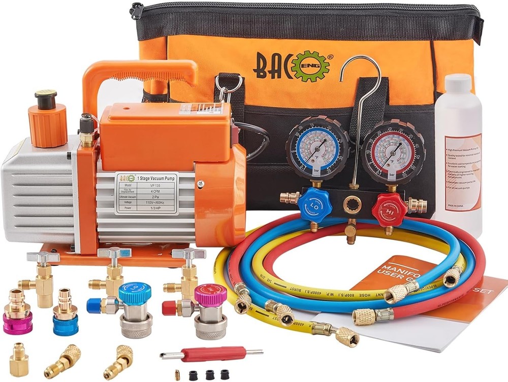 Durable AC Vacuum Pump Set for Efficient Refrigerant Handling and Installation