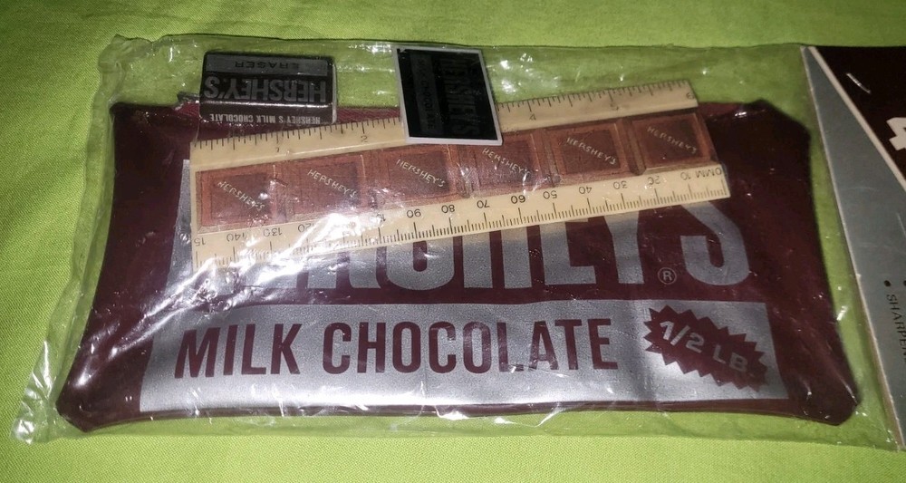 Vintage Hershey’s Chocolate Candy Mini Ruler Eraser Sharpener Case Set