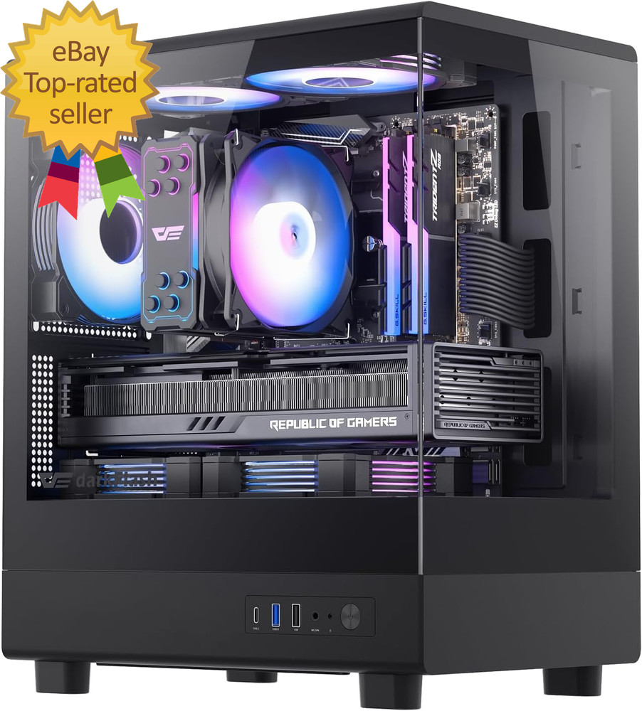 Micro  Atx PC Case  Pre  nstall 3 PWM ARGB Fans Computer Cas   Full View Dual