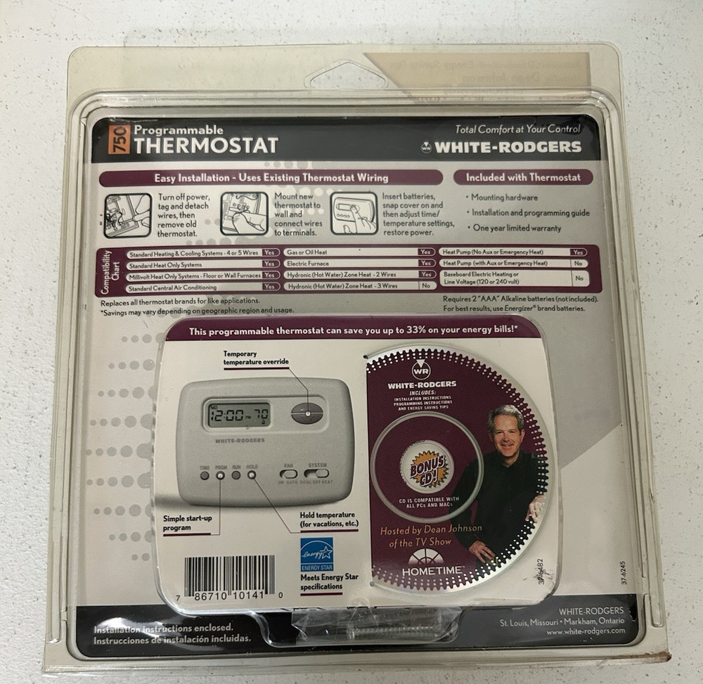 White-Rodgers 750 Programmable Thermostat Weekends/Weekdays
