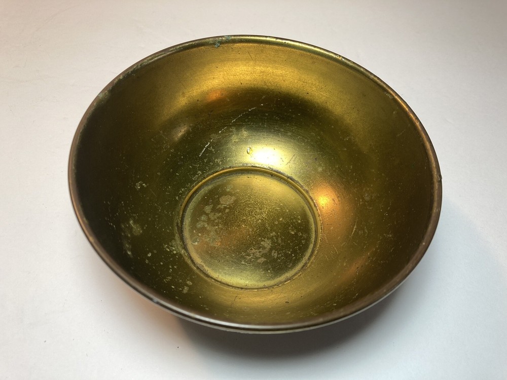 Vintage Handmade Brass Bowl Middle Eastern Signed 4.75”