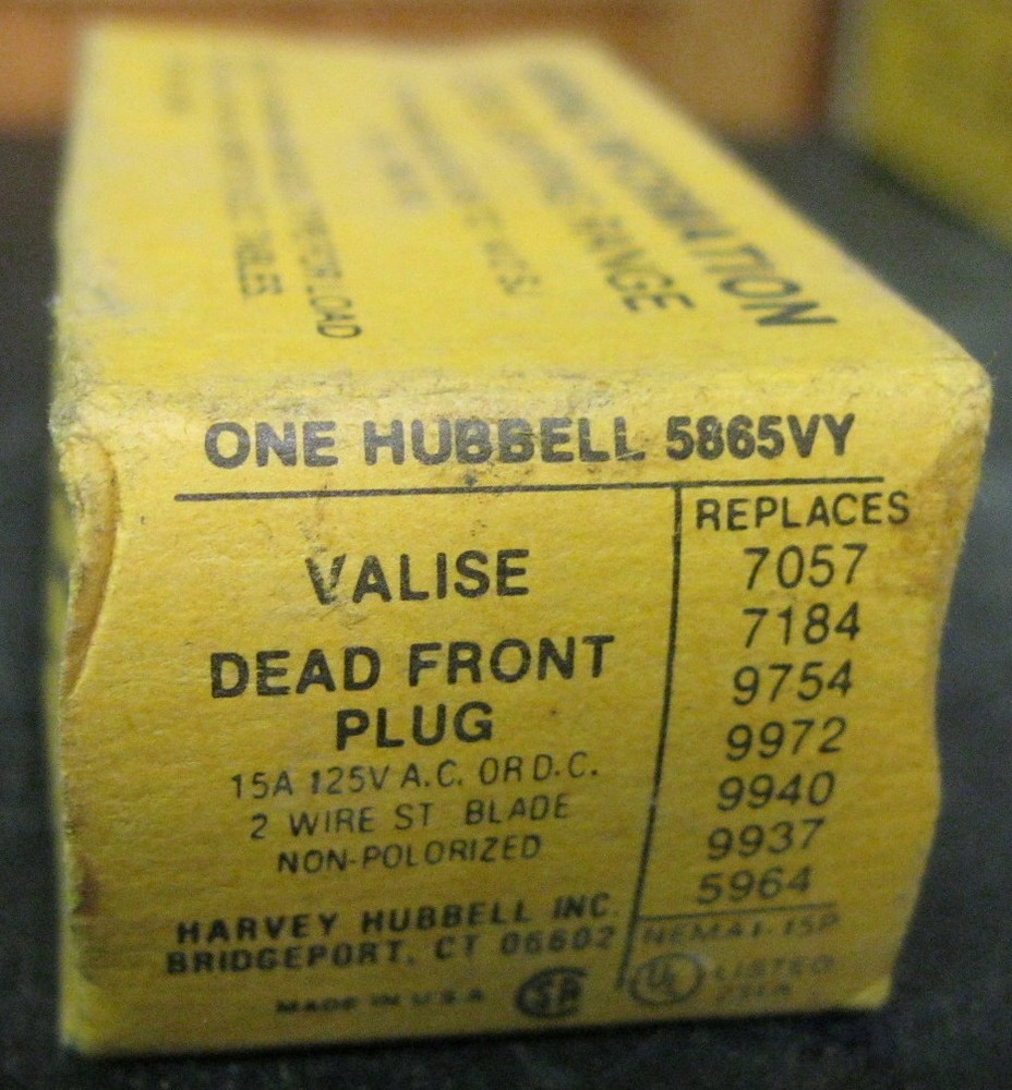 Hubbell 5865VY Valse Dead Front Plug 15A 125V 2W