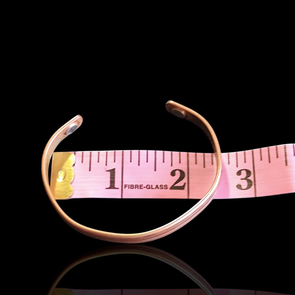 Vintage Ribbed Solid Copper Cuff Bracelet 7.5in Magnetic