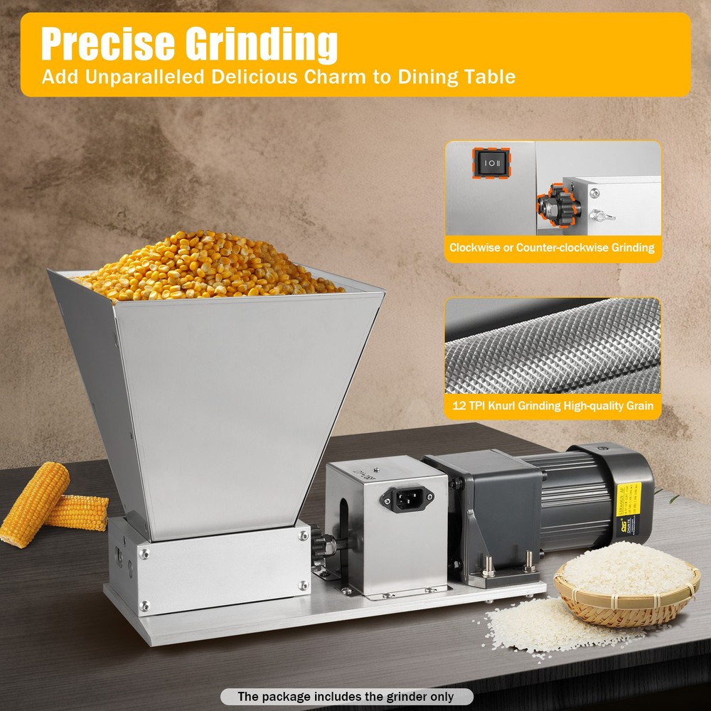 Electric Corn Wheat Barley Grinding Machine+4 Hopper+2 Roller Grain Mill Grinder