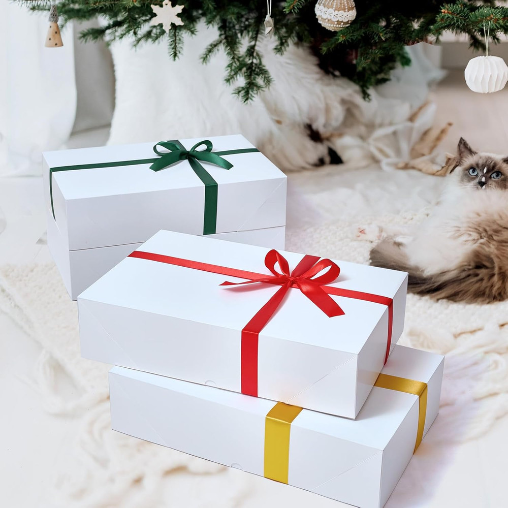 12 Premium Gift Boxes with Lids for Presents Extra Large White Boxes for Wra...