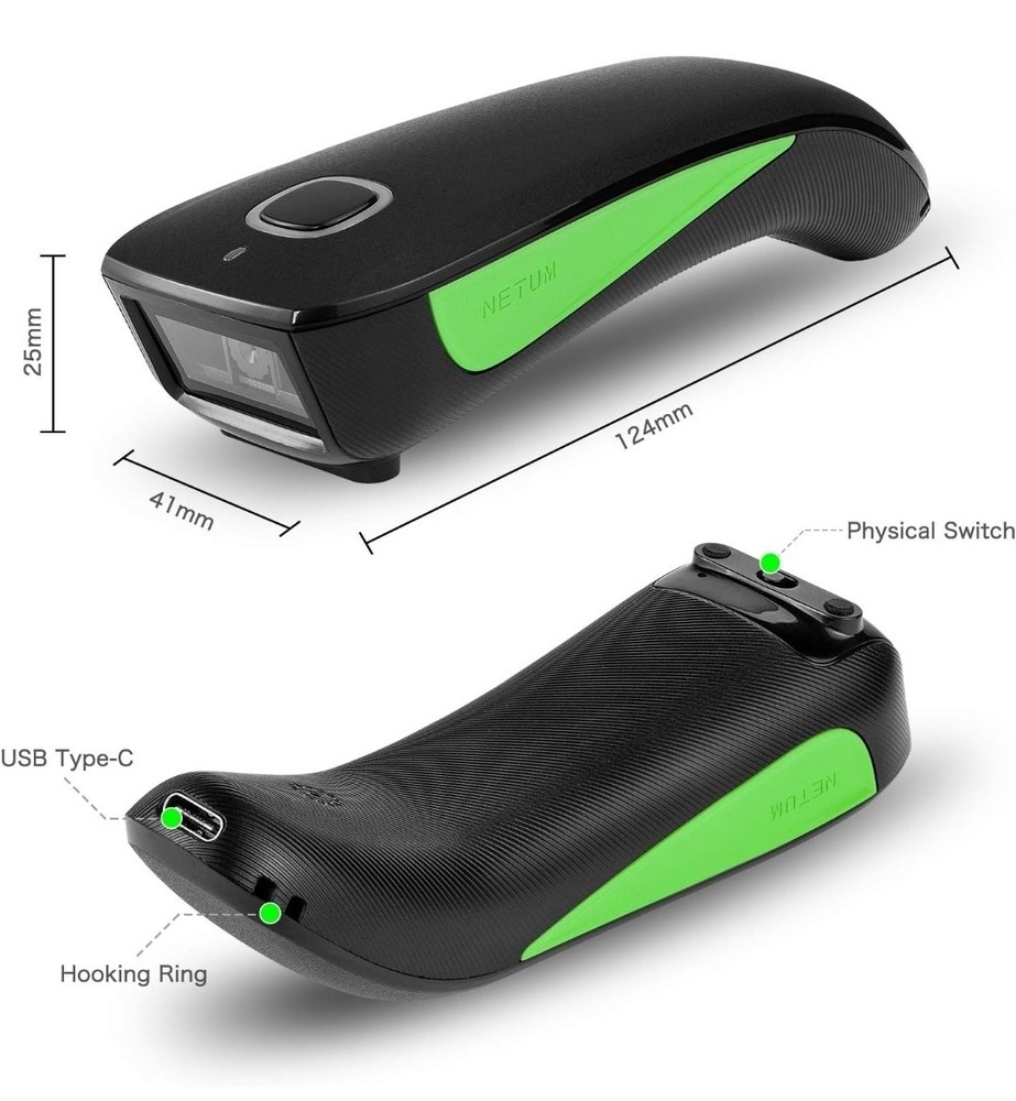 Netum Pocket Barcode Reader C740 Bluetooth Wireless Scanner New
