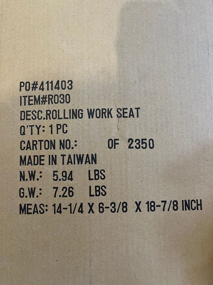 Rolling Work Seat, New in Box
