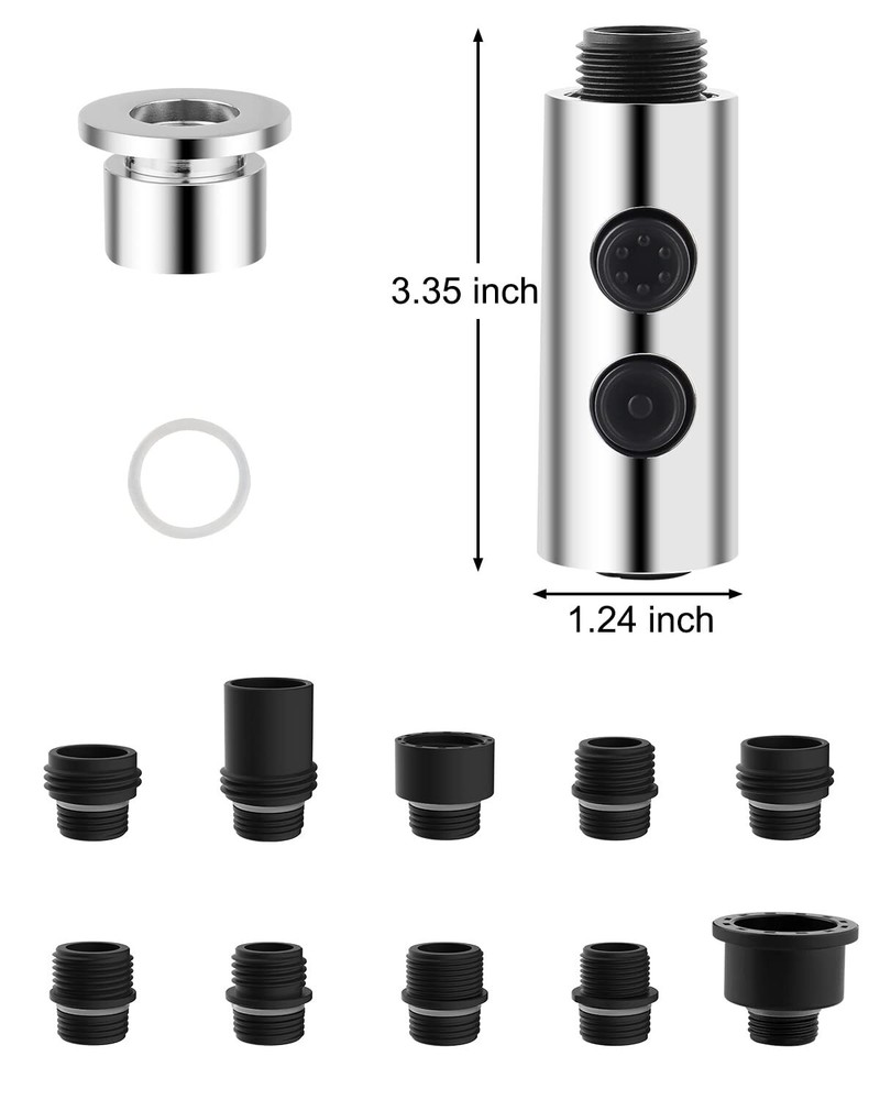 Pull Out Sink Sprayer Head Replacement,2 Function Kitchen Faucet Head 11 Adapter