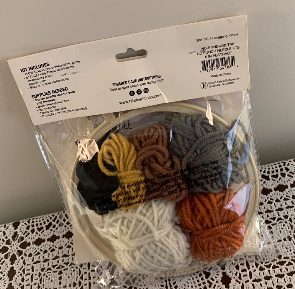 Needle Creations Punch Needle Kit 2086833 Abstract Intermediate Level Hoop Frame