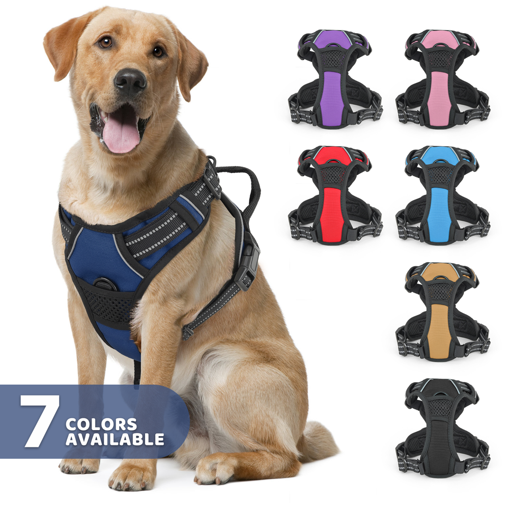 Soft & Comfortable No Pull Reflective Dog Pet Harness Adjustable w/Padded Handle