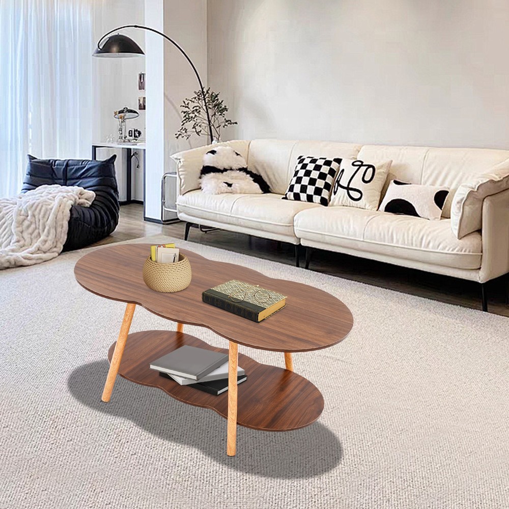 2 Tier Cloud-shaped Sofa Table Modern Coffee Table End Table for Home Office