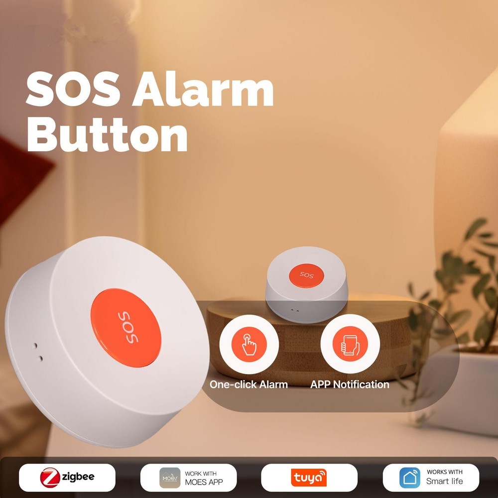 Tuya ZigBee SOS Button Sensor Alarm Elderly Children Life App Remote Control