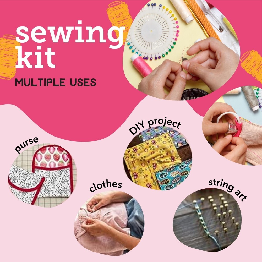 Incraftables Emergency Sewing Kit w/30pcs Multicolor Thread, Needles, Scissors
