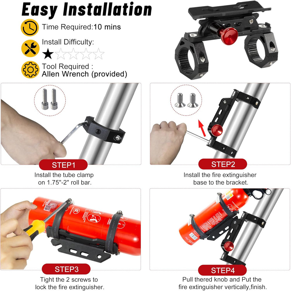 UTV Fire Extinguisher with Mount Kits- Quick Release Roll Bar Fire Extinguisher