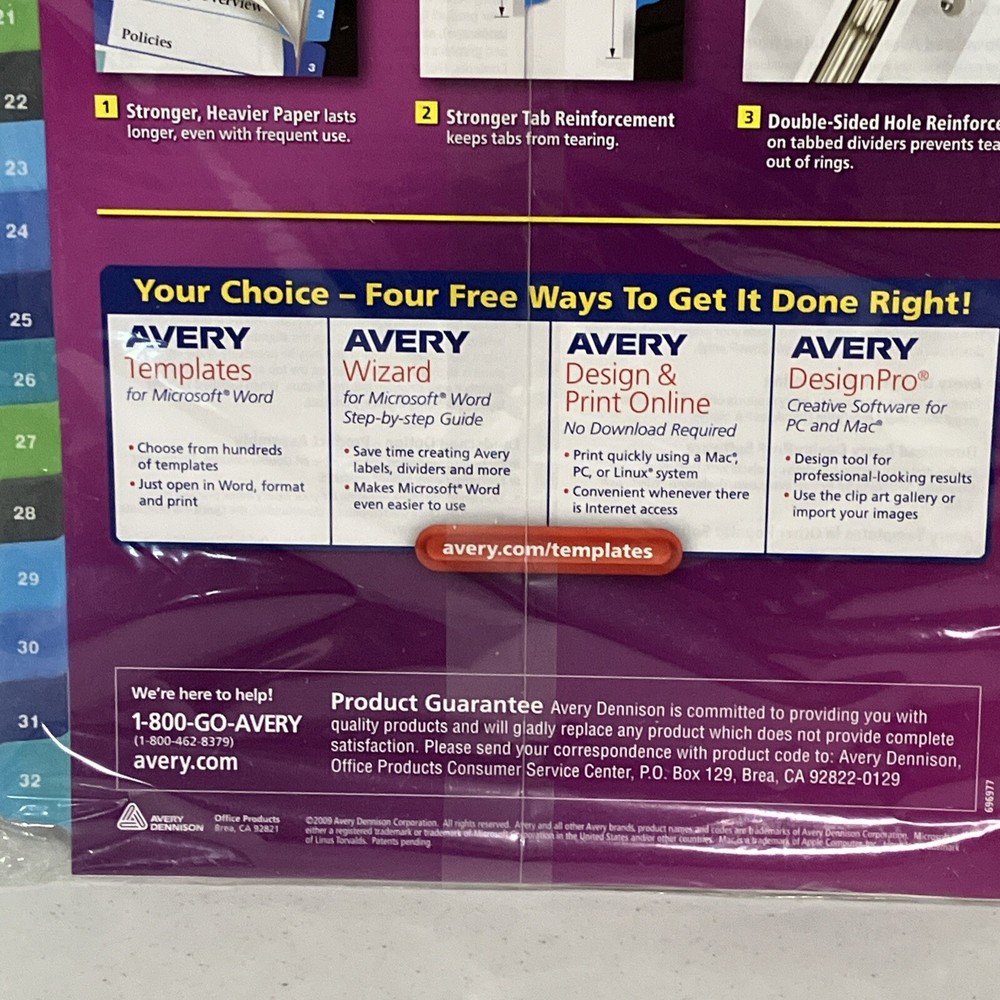 Avery Double Column Ready Index 32 Tab Dividers, Customizable TOC, 1 Set 11322