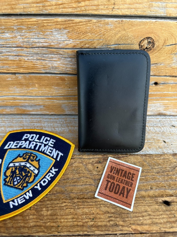 Shield Wallets Inc Plain Black Leather 2 ID Window NYPD Badge Wallet