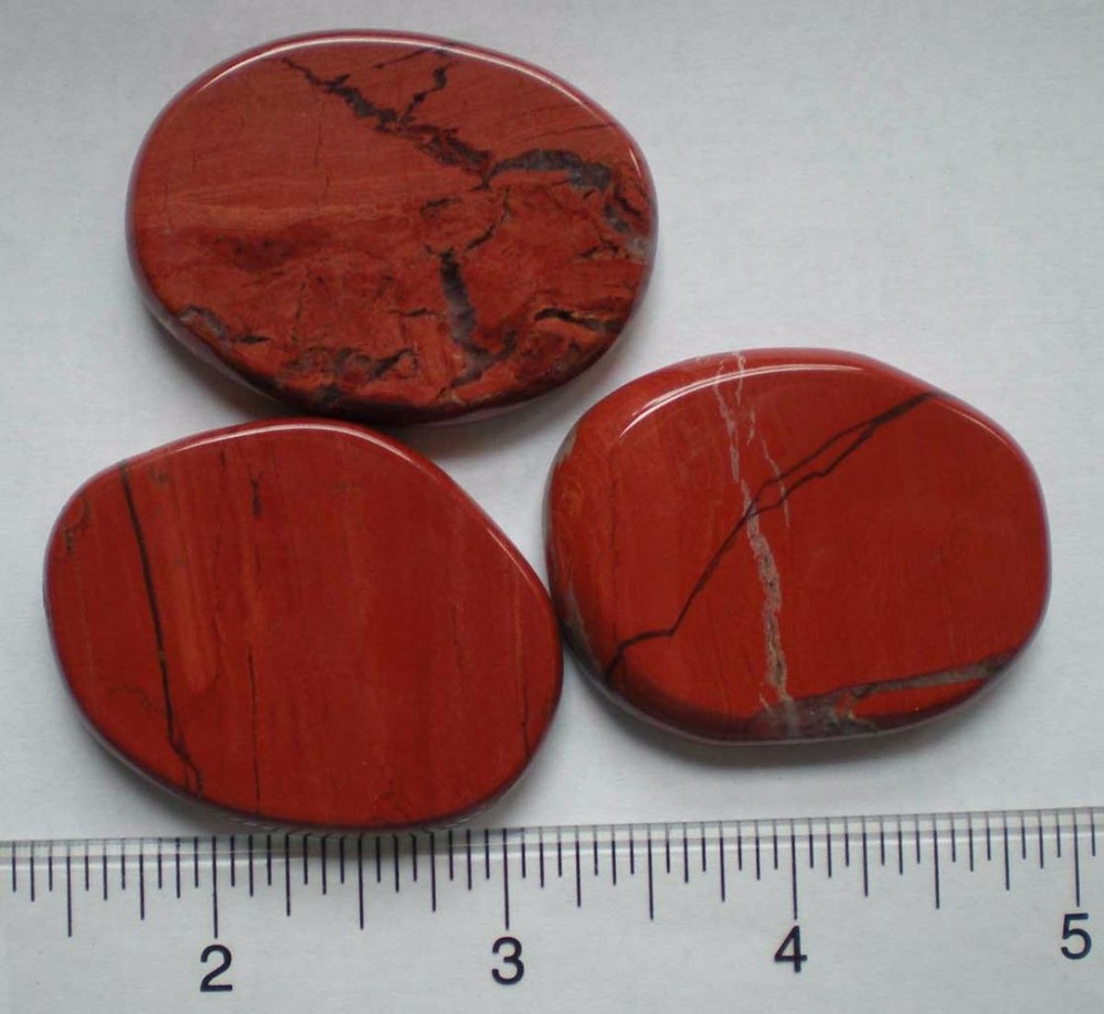 Red Jasper - 3 Flat Palmstones, Grids, Healing sc885c