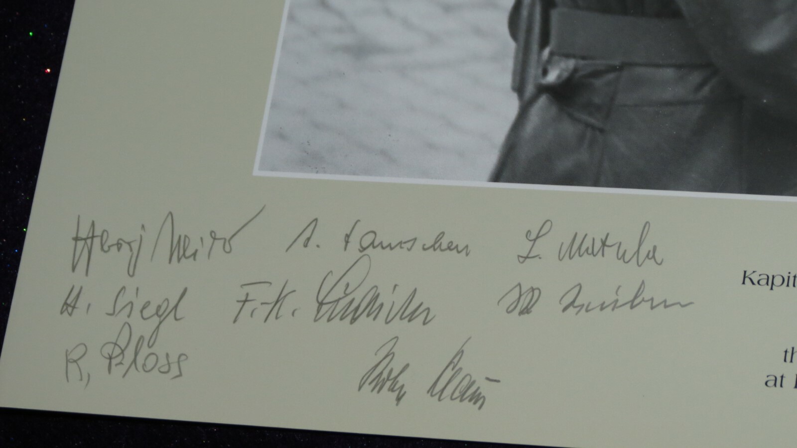 Rolf Thomsen: U-Boat Cpt. Multi-signed print! Signed by 8 plus Thomsen. Superb!!