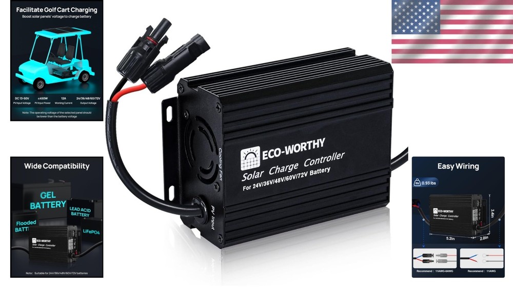 12A Boost MPPT Solar Charge Controller for 48V/60V/72V Battery Systems