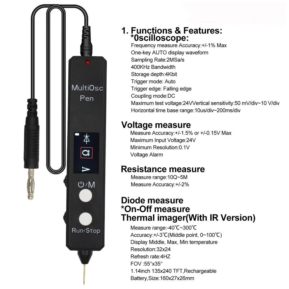 Portable Rechargeable Electrical Diagnostic Meter Thermal Imager Oscilloscope