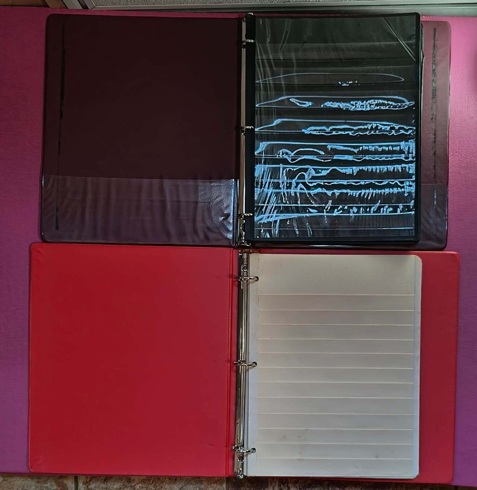 2 Vintage Stamp Album Binder + 3 Ring Binder +Stamp Pages Stock Sheet  Set of 8