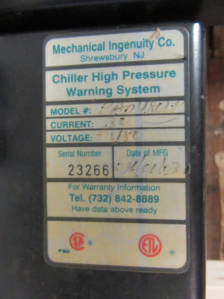 MECHANICAL INGENUITY PRELERT & PREVAC CHILLER PRESSURE / LEAK PREVENTION SYSTEM