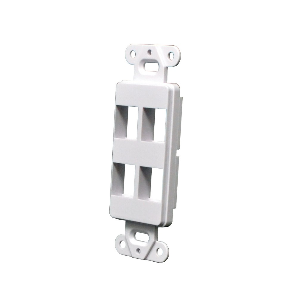 Decorator Style Keystone Jack 4 Port Modular Wall Insert Cover Plate White