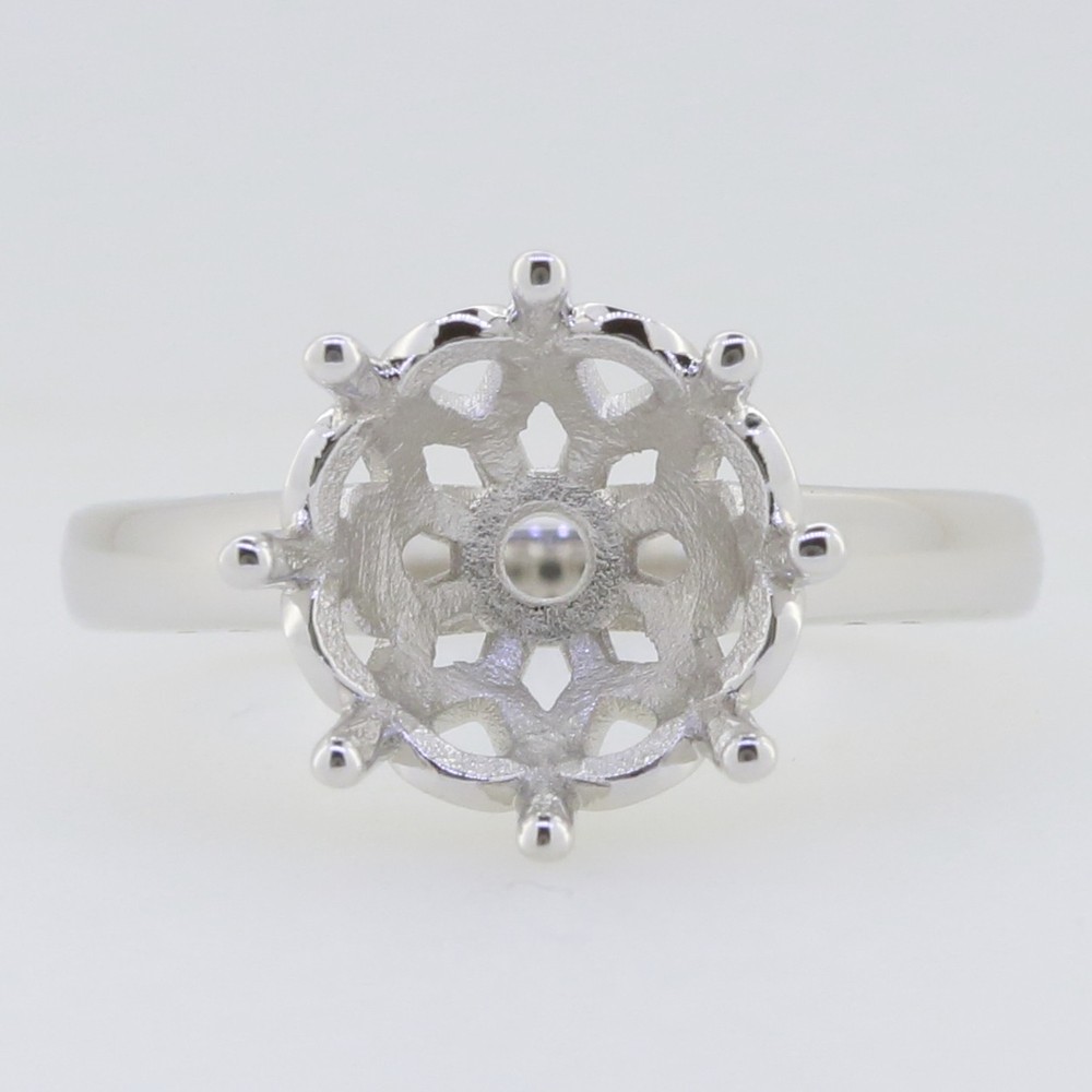 Sterling Silver Semi Mount Ring Setting Round RD 11x11mm Solitaire