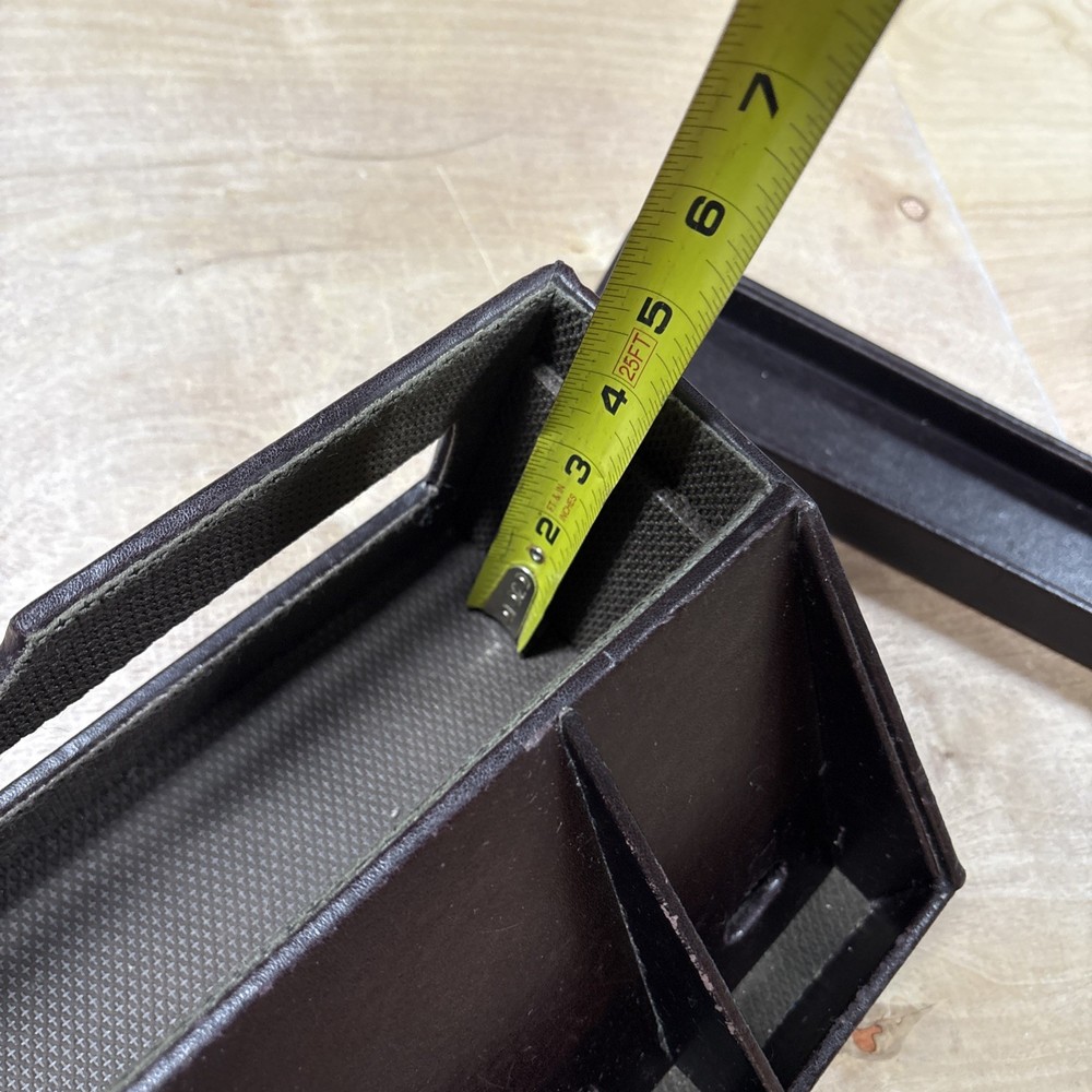 Brown Leather-like Electronics Charging Station Tabletop Valet