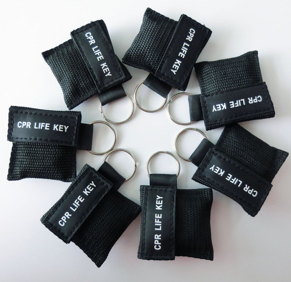 100pcs Black CPR Mask with Keychain Face Shield For AED School