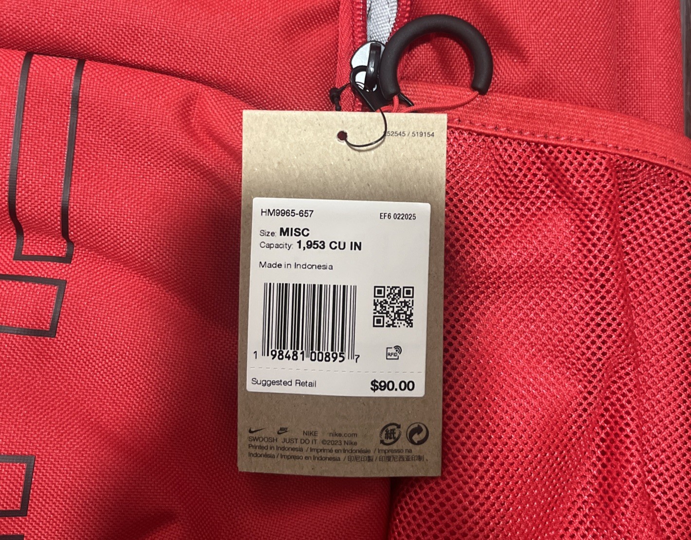 Nike Varsity Elite Unisex Backpack (32L) - Red and Black