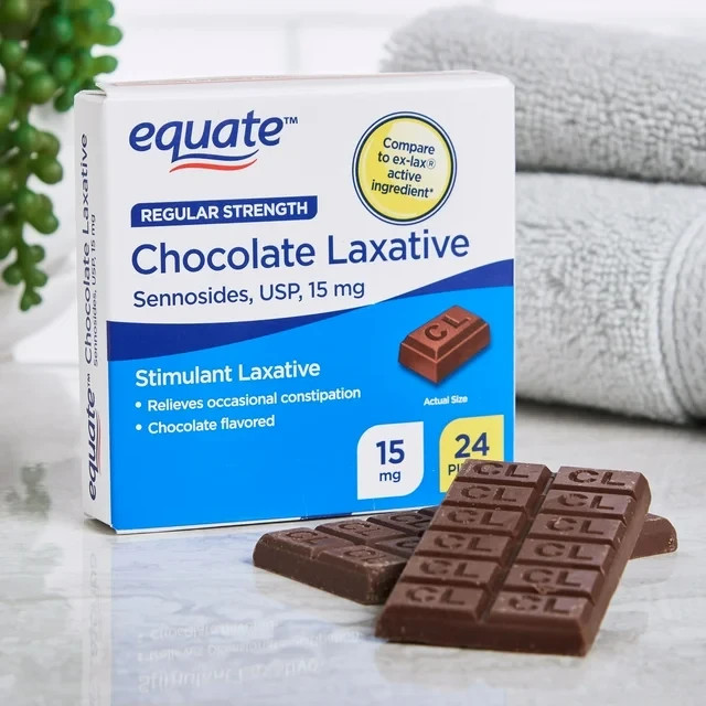 (3 pack) Equate Regular Strength Chocolate Laxative, 24 Pieces