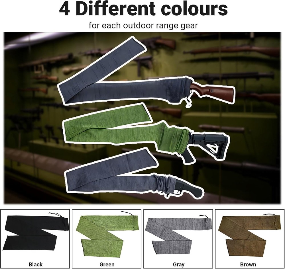 55" Elastic Gun Sock with Drawstring - Durable, Silicone-Treated Protection