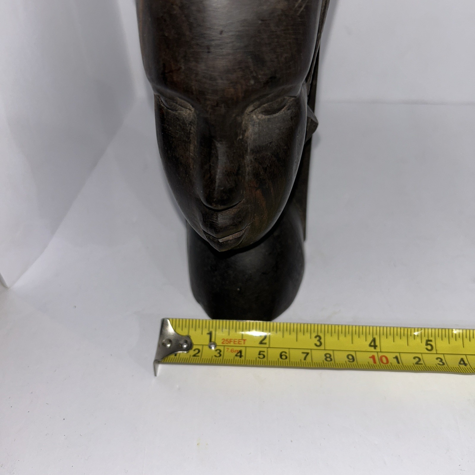 Vintage African Wooden Hand-Carved Tribal Sculpture Statue Bust Bookend Decor