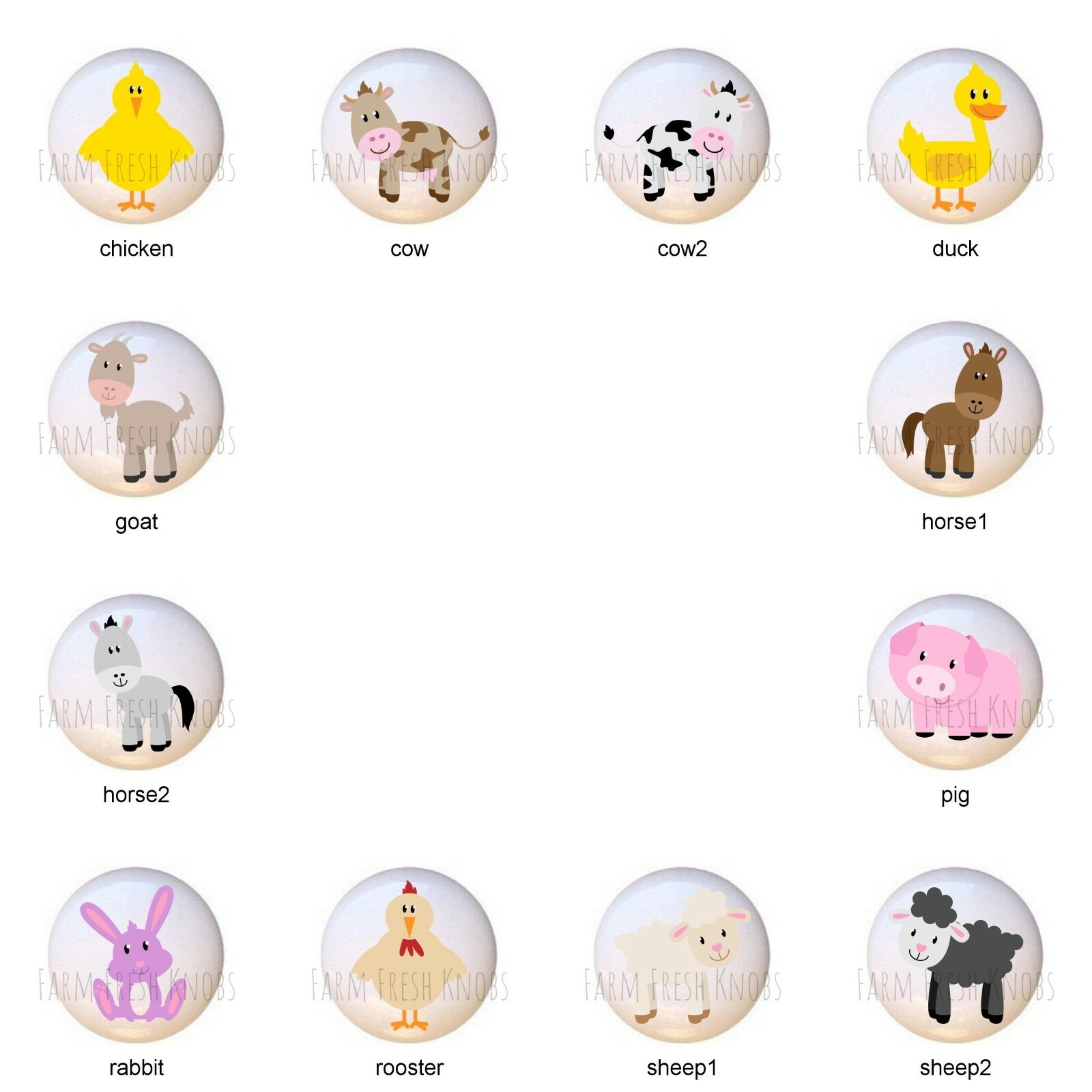 New Farm Animals by PP DECORATIVE Drawer Pulls Dresser KNOBS