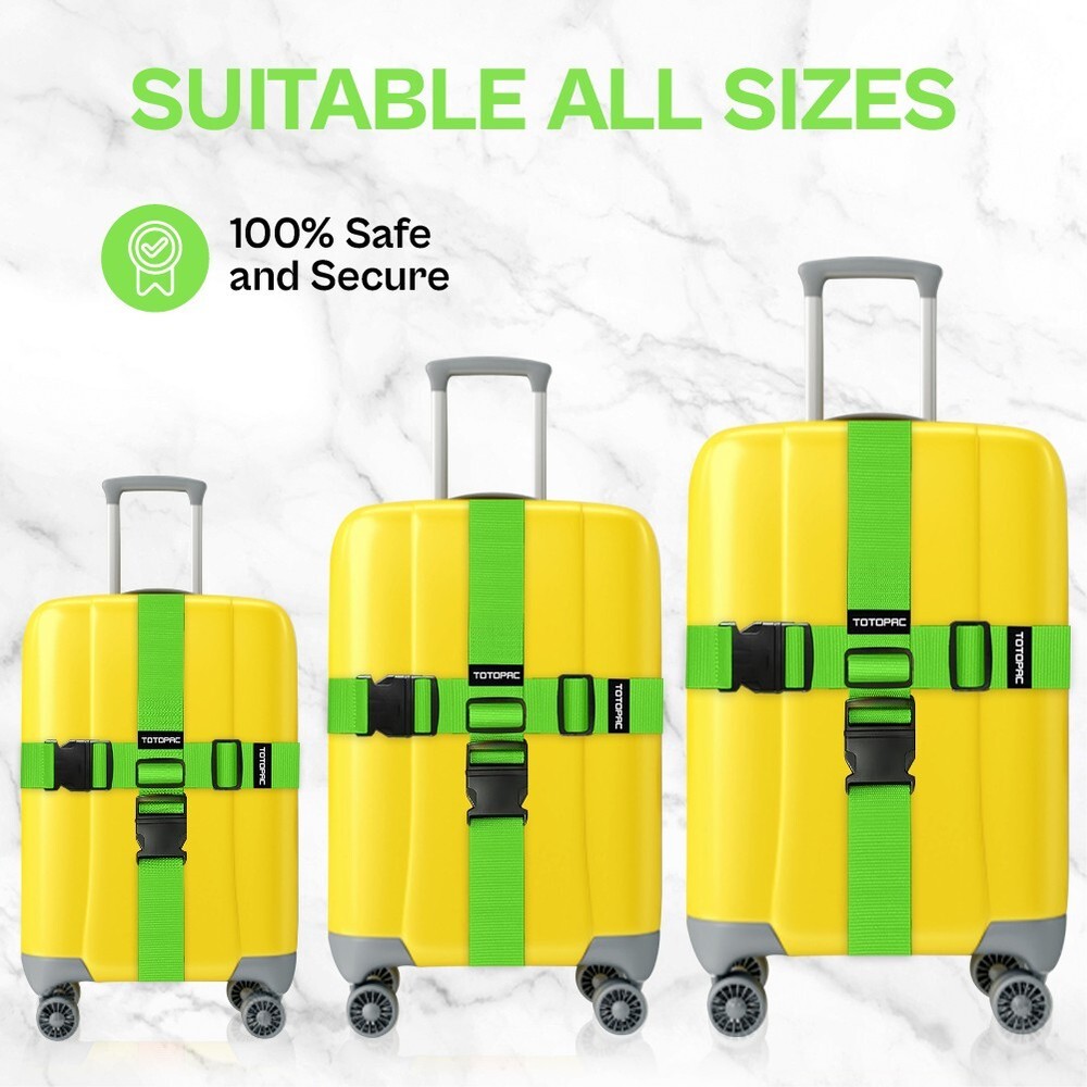 4 Pack Luggage Straps, Adjustable Suitcase Belts 72" x 2"(Green)