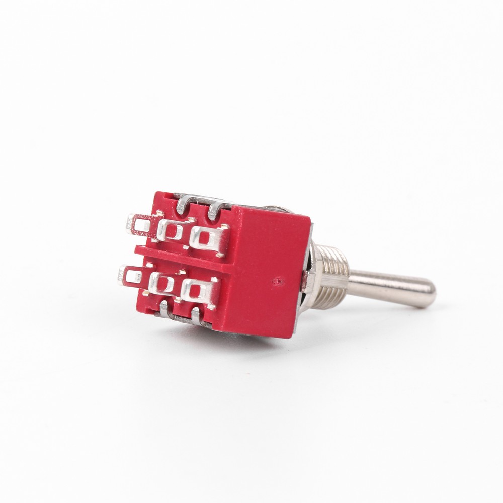 2pcs AC125V 6A Electirc 2 Position Toggle Switch 13*32mm Red+Chrome