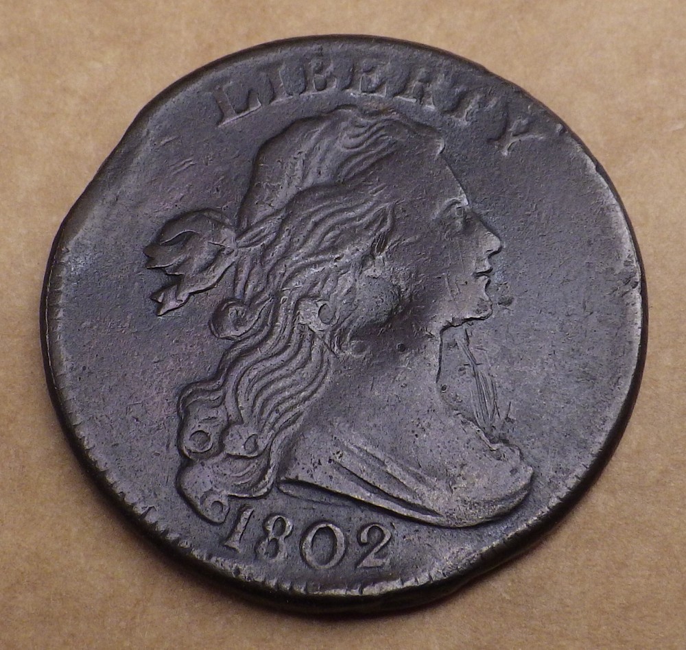 1802 draped Bust Large Cent, High Detail, Damaged